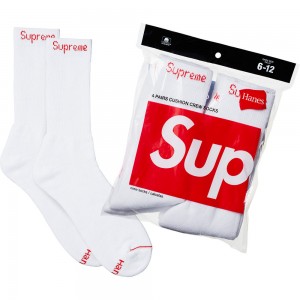 Supreme Hanes® Crew Socks (4 Pack) Accessoires Wit | Nederland-127390