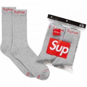 Supreme Hanes® Crew Socks (4 Pack) Accessoires Grijs | Nederland-972106